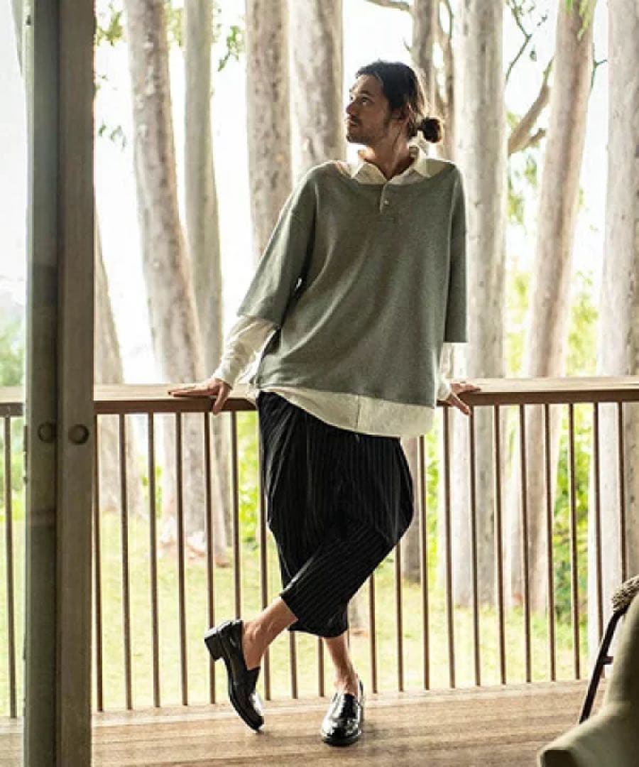 【美品】 glamb クロップドパンツ ストライプ ブラック スラックス