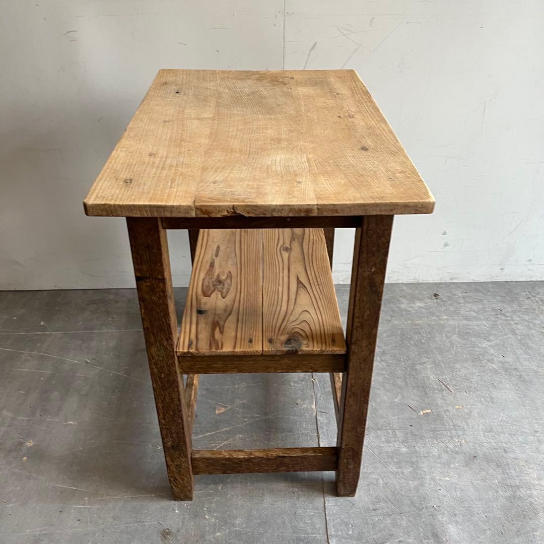 アンティーク 無垢材 サイドテーブル 飾り棚 棚 作業台 レトロ