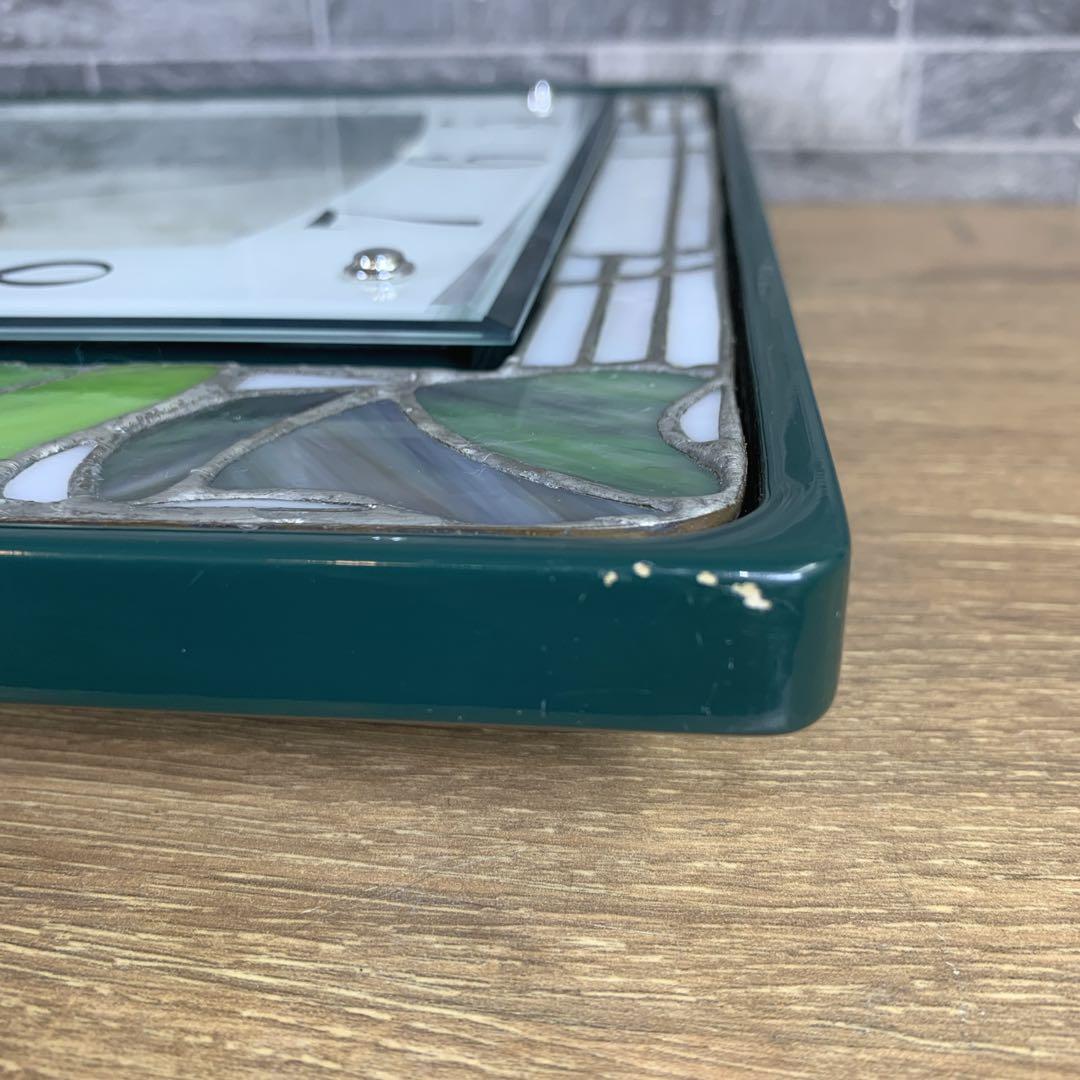 生産終了品　希少　リズム時計　EMUAIR　ステンドグラス枠　電波掛け時計