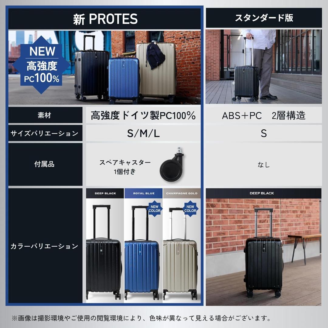 [MAIMO] スーツケース PROTES　Mサイズ フック付き ６０L ブルー