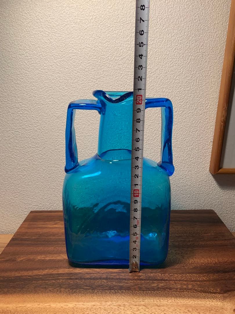 倉敷ガラス 小谷眞三 両耳付花瓶 民藝 小谷ブルー