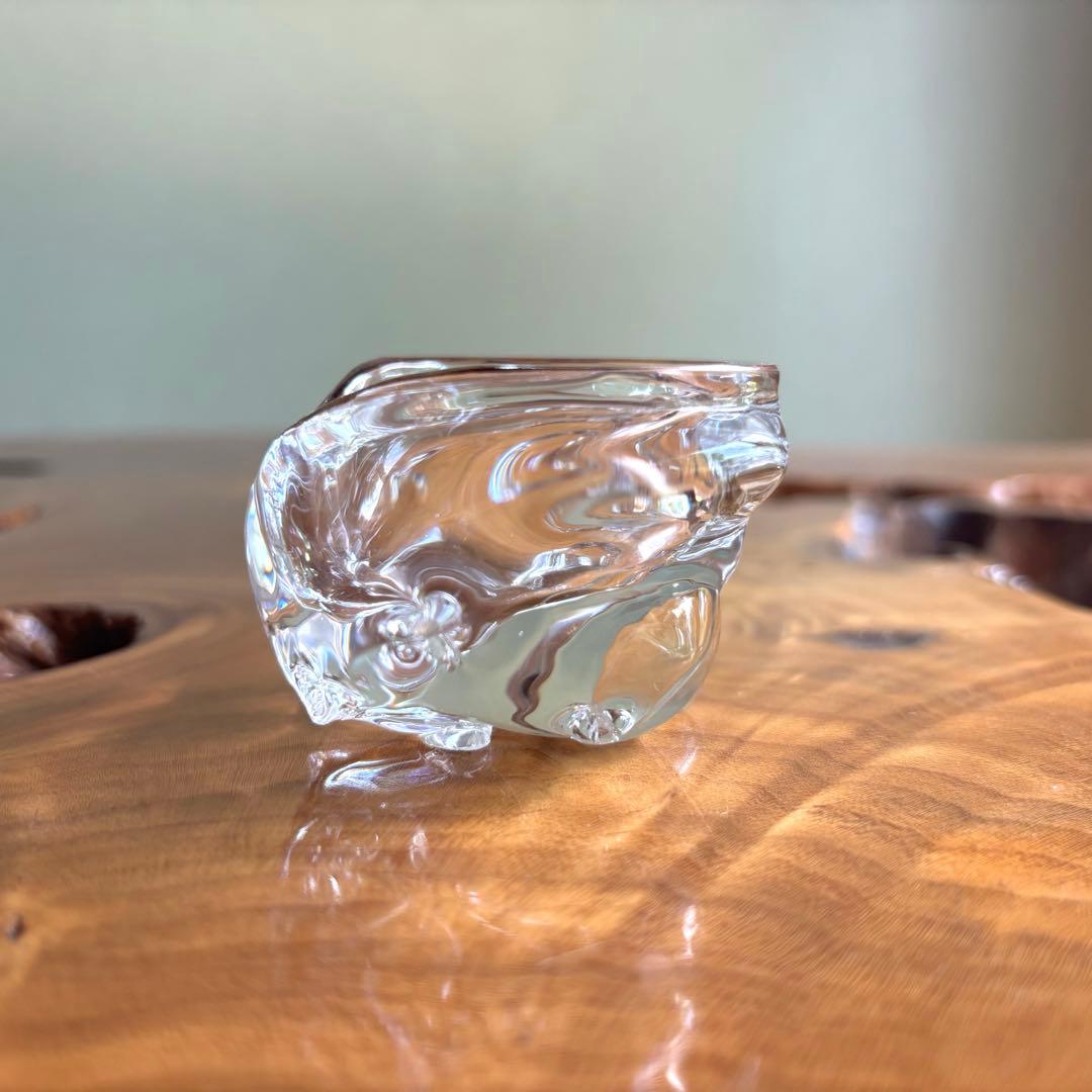 義山 水崎長寿 硝子栄螺 蓋置 茶道具 共箱 ガラス サザエ