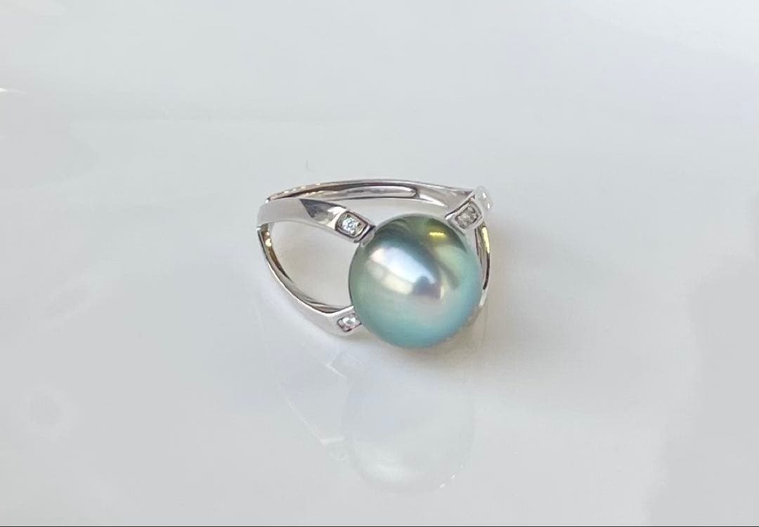 黒蝶真珠 タヒチ 南洋パール 高品質 絶品照り s925リング 指輪 ピーコック