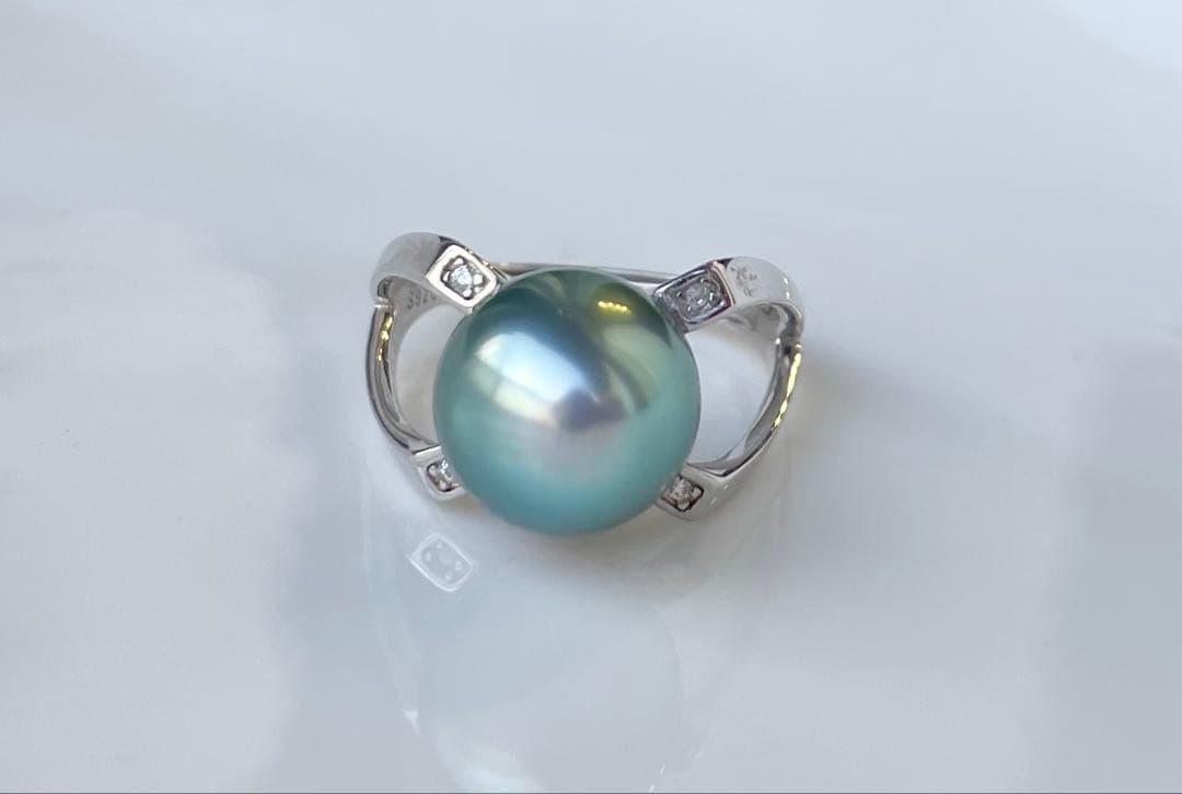 黒蝶真珠 タヒチ 南洋パール 高品質 絶品照り s925リング 指輪 ピーコック