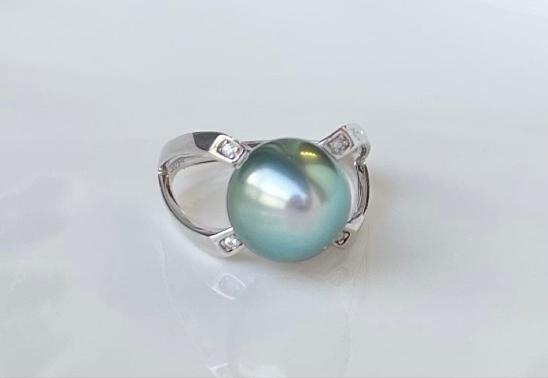 黒蝶真珠 タヒチ 南洋パール 高品質 絶品照り s925リング 指輪 ピーコック