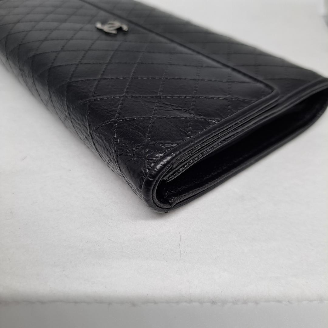 CHANEL　ワイルドステッチ　ブラック　三つ折り財布　長財布　財布
