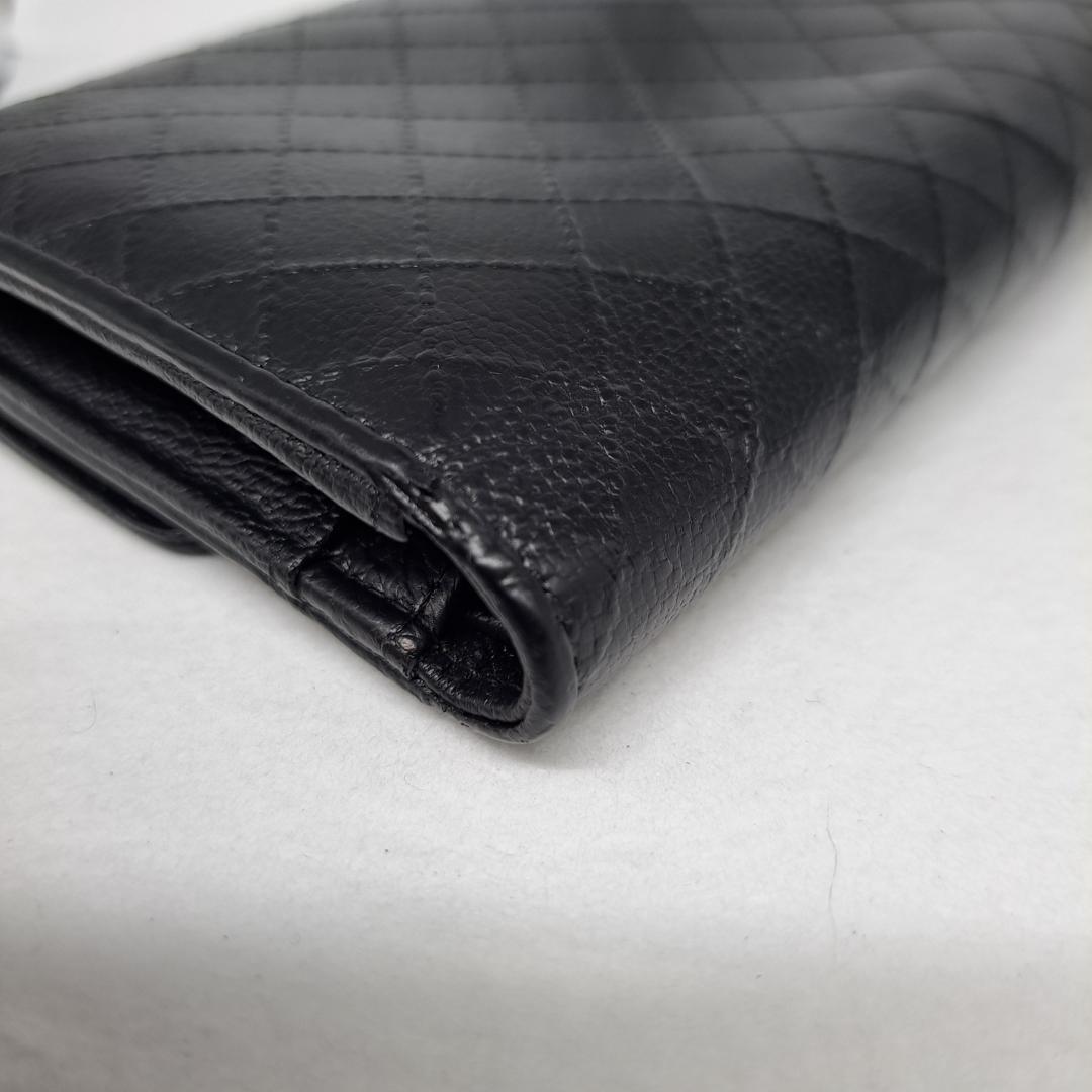 CHANEL　ワイルドステッチ　ブラック　三つ折り財布　長財布　財布