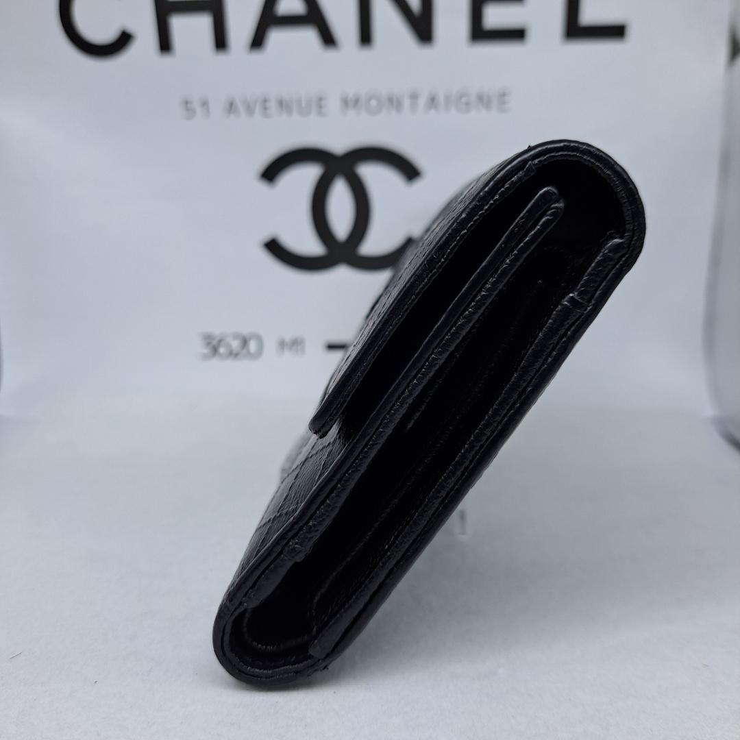 CHANEL　ワイルドステッチ　ブラック　三つ折り財布　長財布　財布