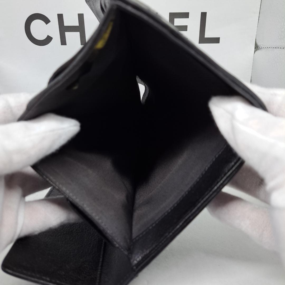 CHANEL　ワイルドステッチ　ブラック　三つ折り財布　長財布　財布