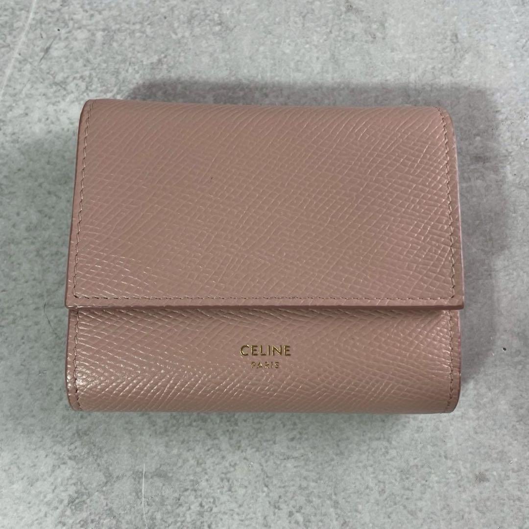 CELINE 現行 スモールトリフォールドウォレット セリーヌ ミニ財布 ピンク