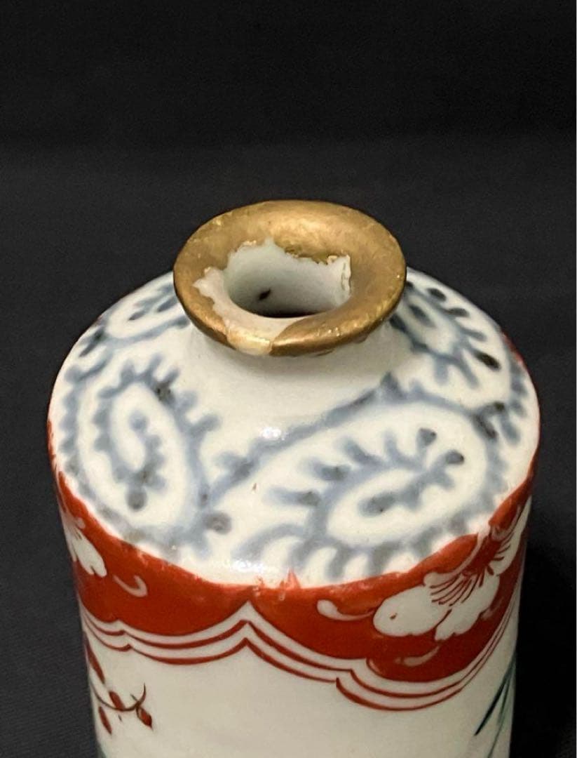 油壺　ろうそく形　油徳利　蛸唐草　有田　古伊万里