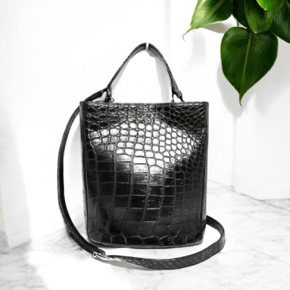 ✨美品✨JRA認定 クロコダイル　2way ショルダーバッグ バケット　ブラック