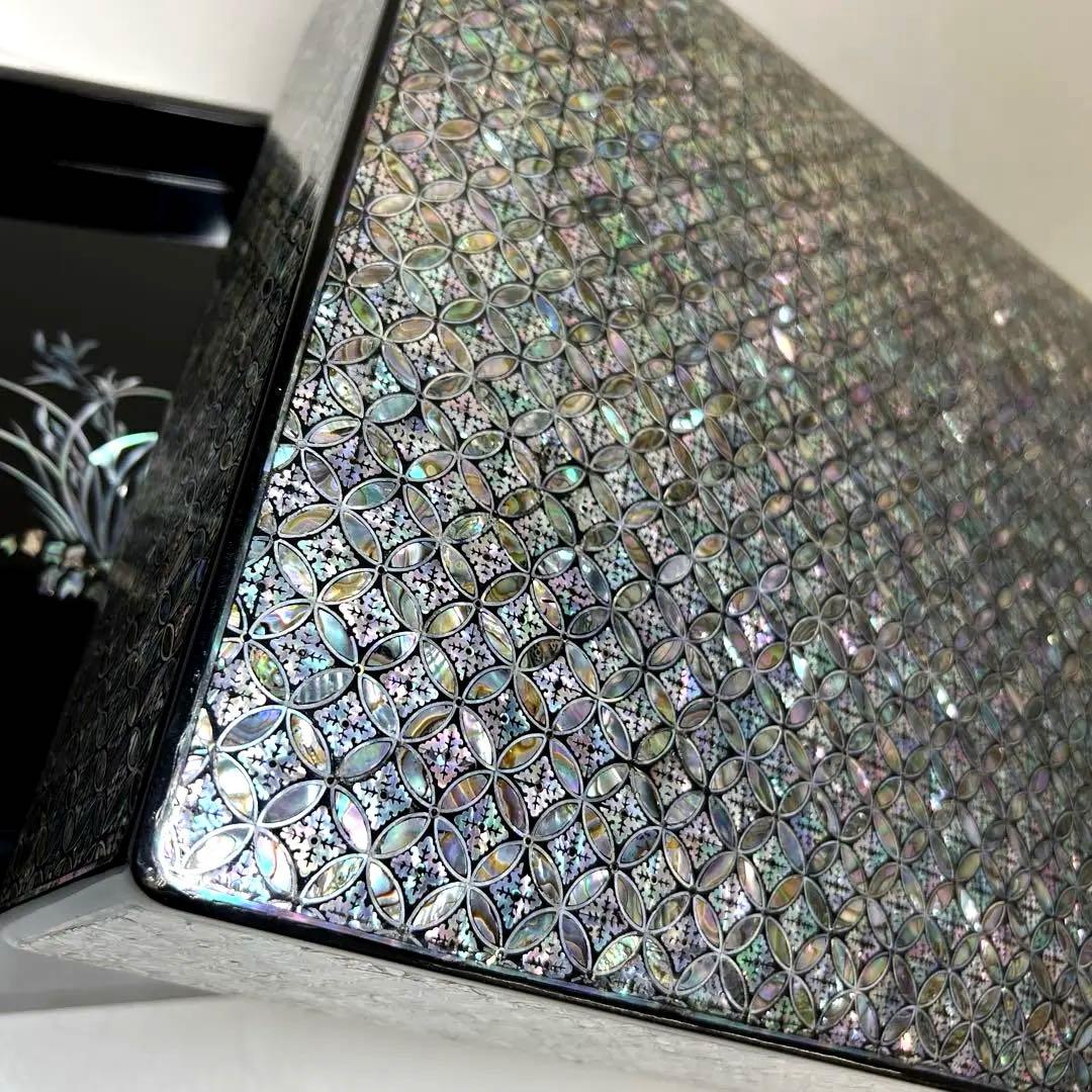 朝鮮美術　極上螺鈿大文庫　約39×30×11.5㎝ 東Y7-1104③トヒトコ