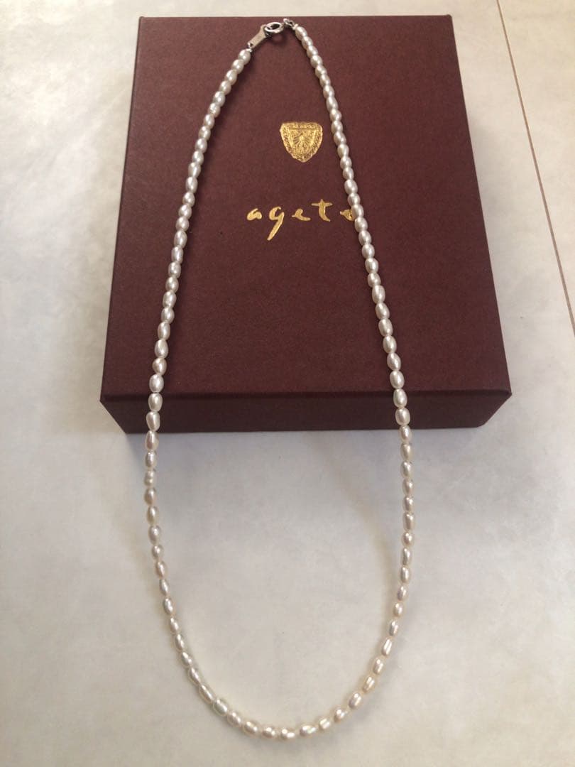 新品未使用☆agete SV真珠 ネックレスと K10ピアスチャームセット　箱付