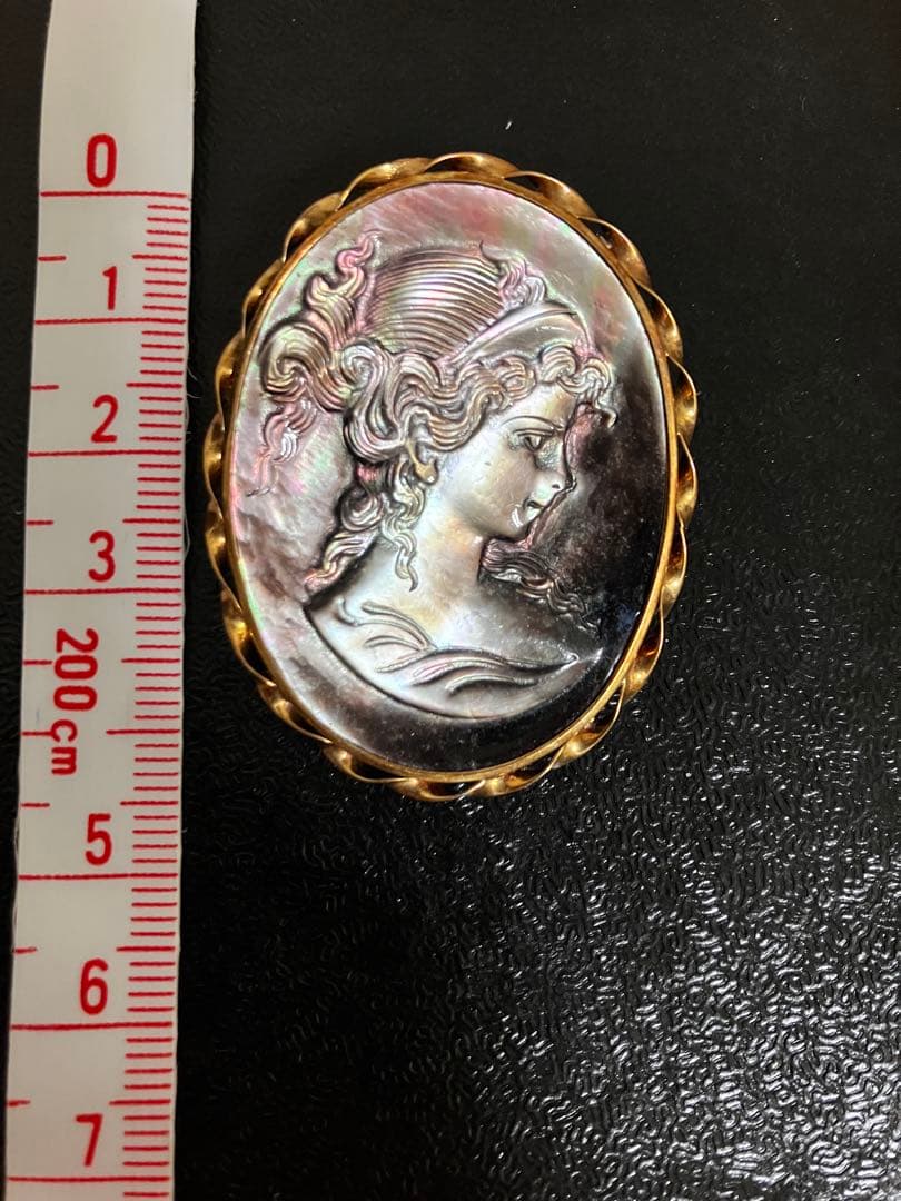 カメオK14　ブローチ　ネックレス　2way