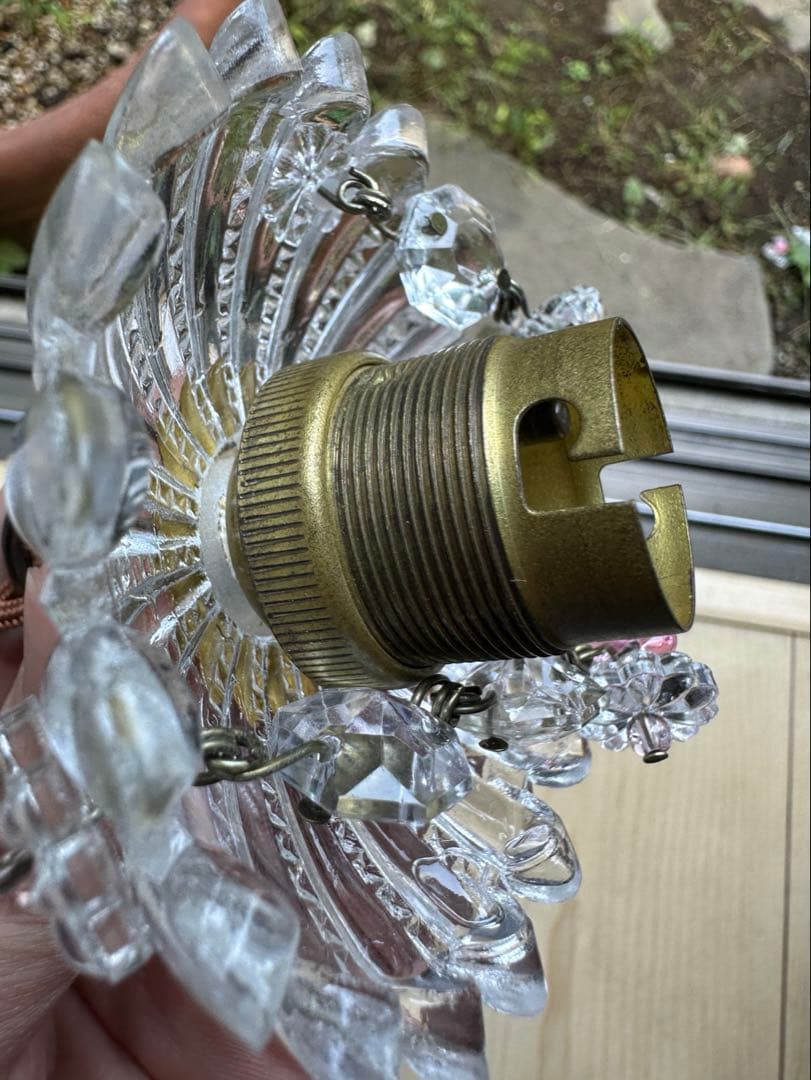 フランス アンティーク ピンクムラーノガラスの小さな可愛らしいミニシャンデリア＊