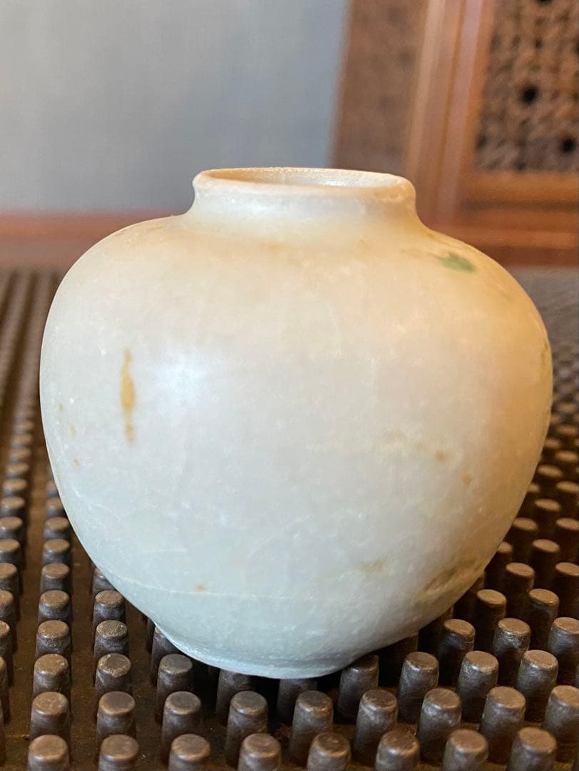 安南焼・アナミス　ミニ染付花器　　　鑑賞台付 一輪挿し　ヴィンテージ　レア