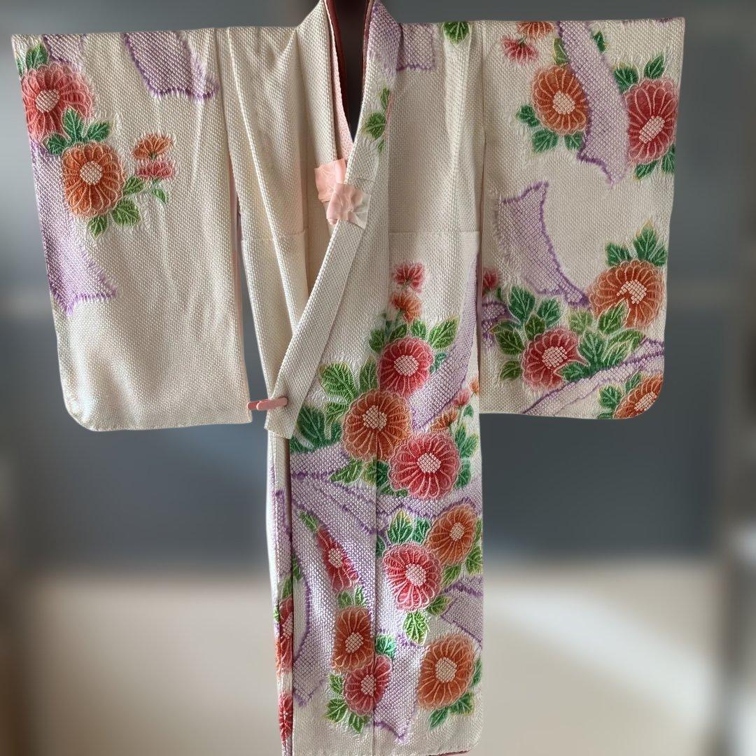 藤娘きぬたや　正絹総絞り　七五三四つ身祝い着