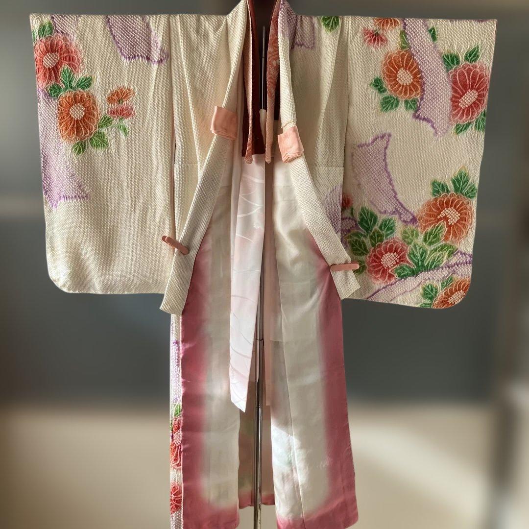 藤娘きぬたや　正絹総絞り　七五三四つ身祝い着