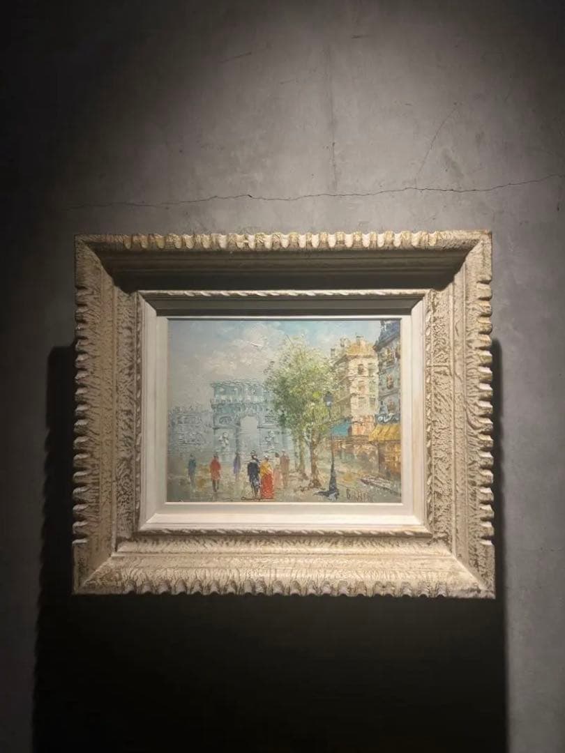 印象派　肉筆油彩画　【Paris】　直筆サインあり