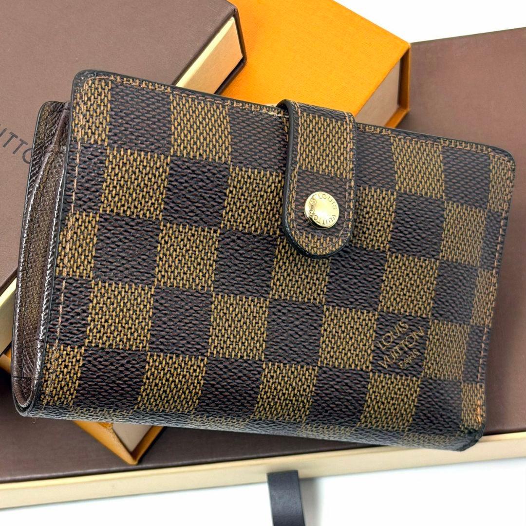良品. ルイヴィトン ダミエ エベヌ ポルトモネ ビエ ヴィエノワ 財布 がま口