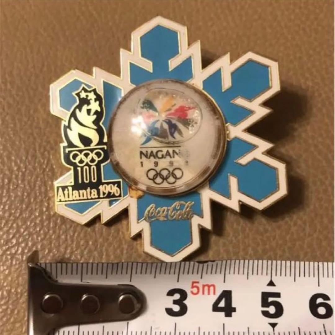 【超劇レア】アトランタ & 長野オリンピック コカコーラ スノーボールピンバッジ