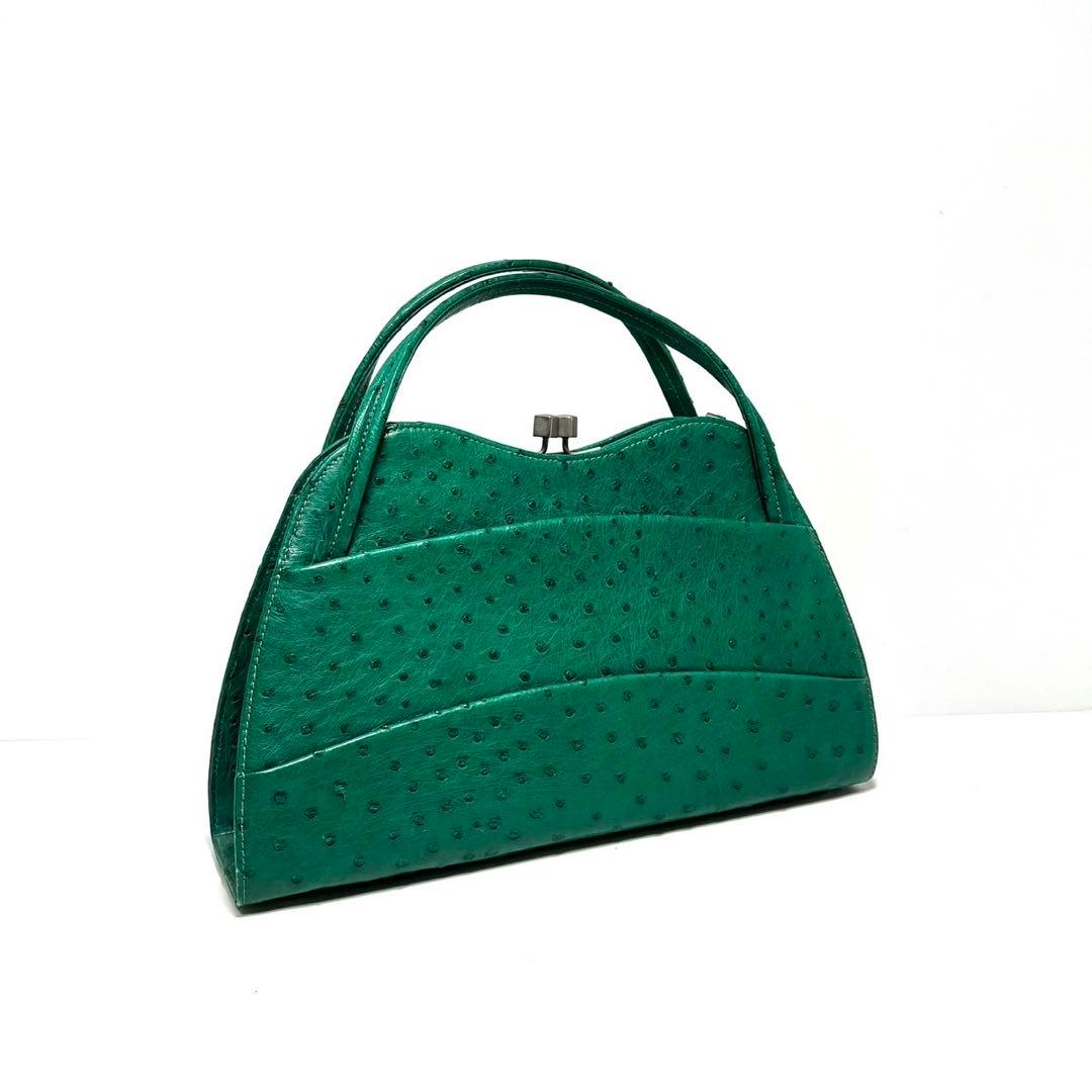 【美品】MIMMA TETI / オーストリッチ/グリーン系色/ハンドバッグ
