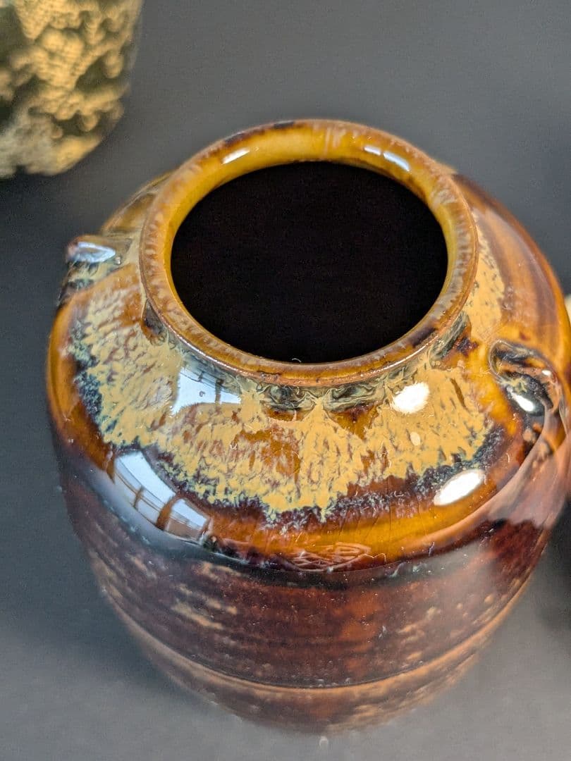 【別作】高取焼　十四代亀井味楽　高取耳付茶入　水指　セット