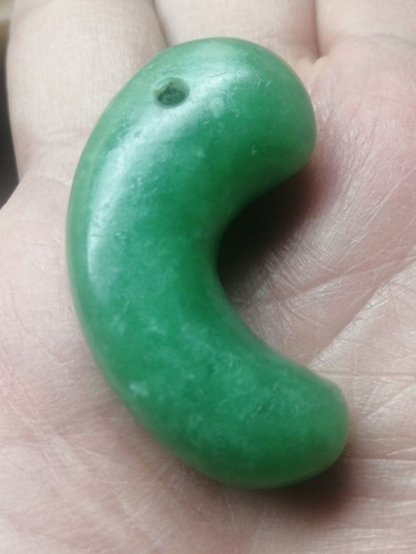 ★【Meron Cc】古墳期『糸魚川翡翠勾玉』出土品。4.8cm超琅玕翡翠