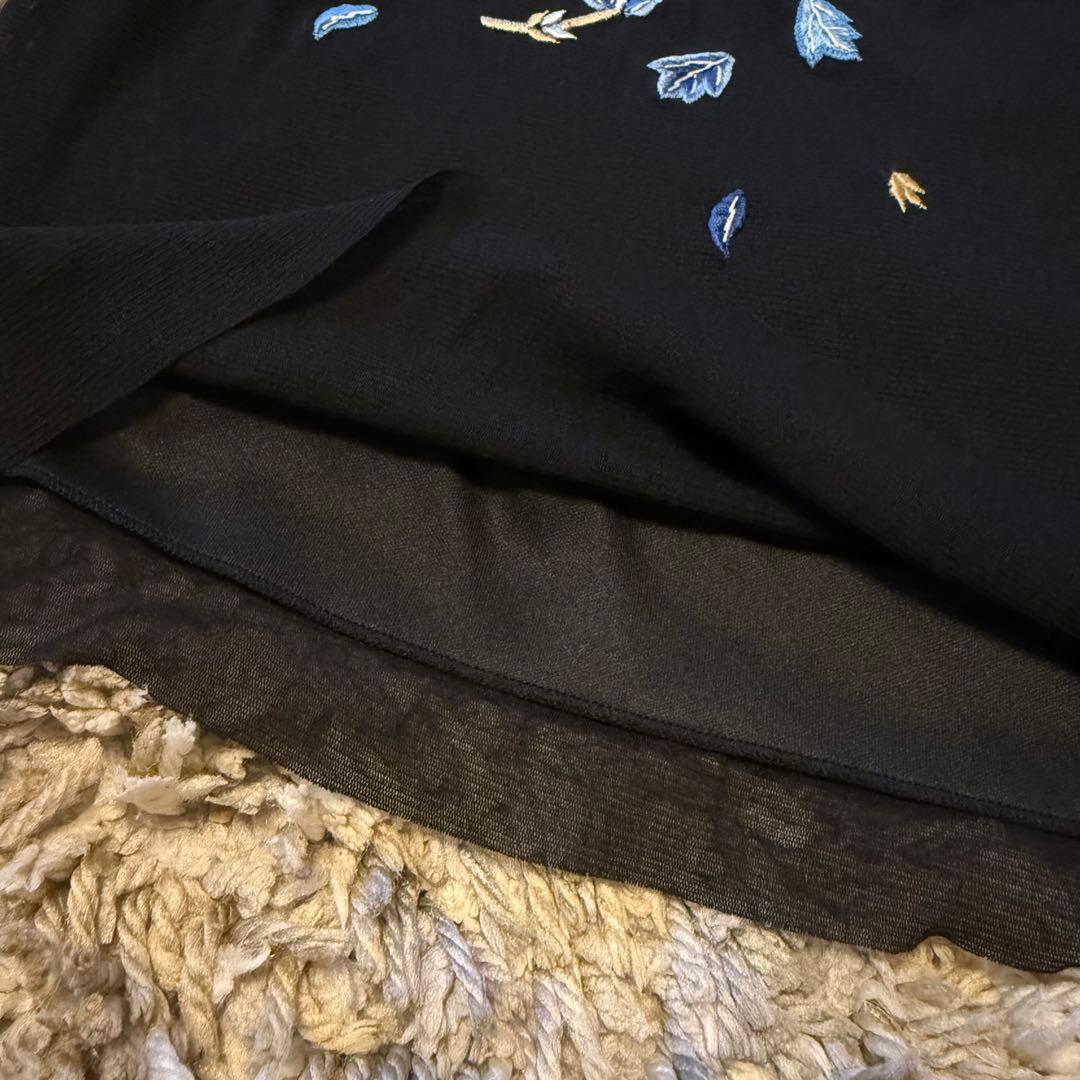 【vivienne tam】花柄刺繍タイトスカート 黒　パワーネット