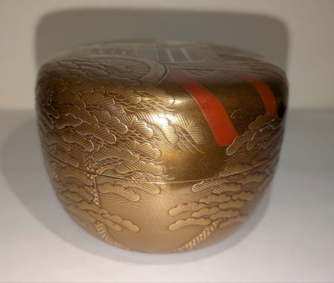 『金地御所車蒔絵　平棗』清水庄三　内金梨子　輪島塗　茶道具　表千家　共箱