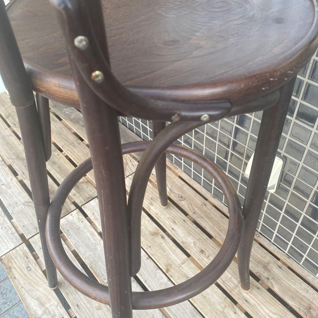 ミッドセンチュリー ヴィンテージ ウッドカウンターチェア 型押し