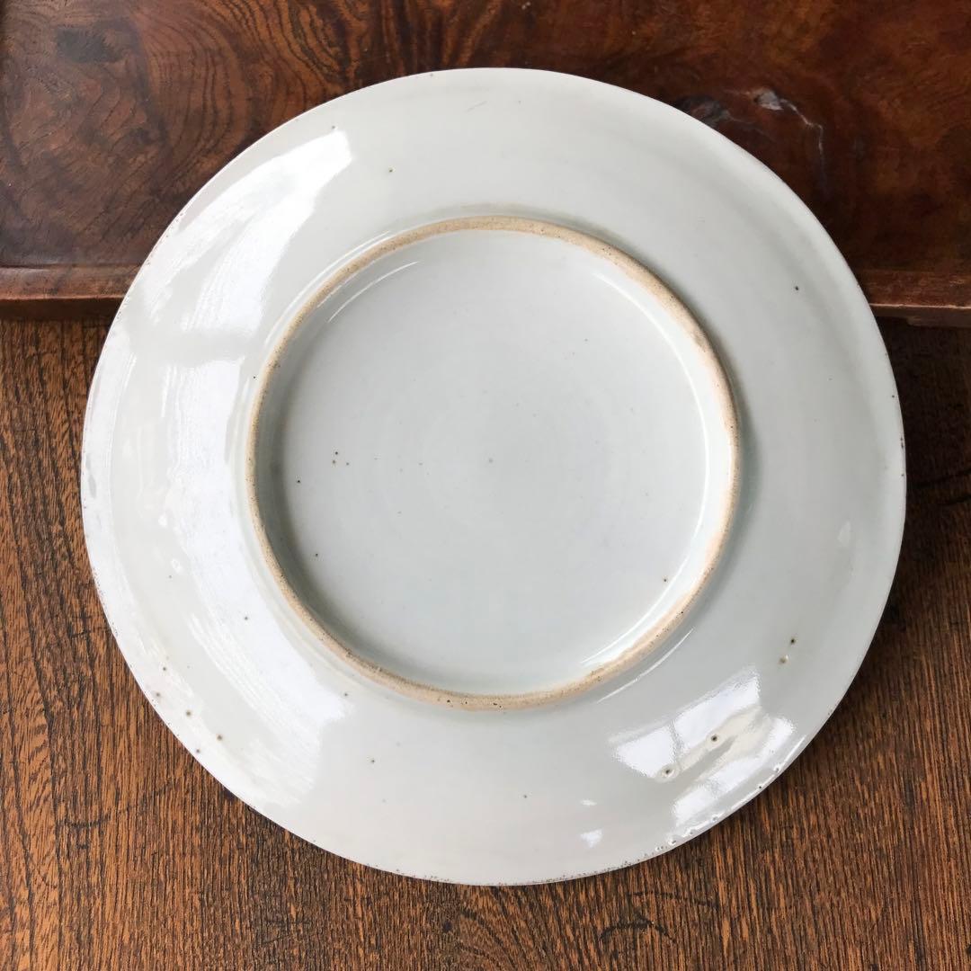 ＊図変わり印判　すずめ踊り　皿　銅版染付　銅摺り印判　明治　大正　古道具＊