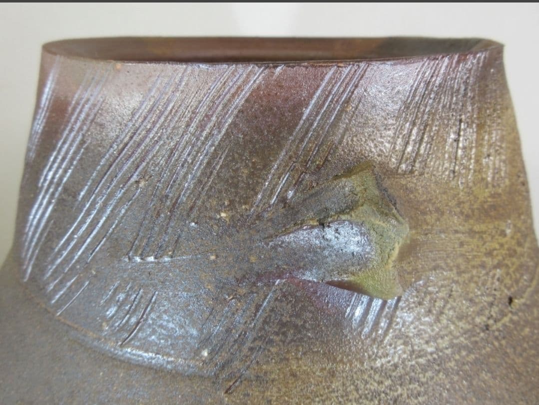 真作保証 藤原雄 最上位作品 備前線文擂座壷 人間国宝 重要無形文化財 岡山県