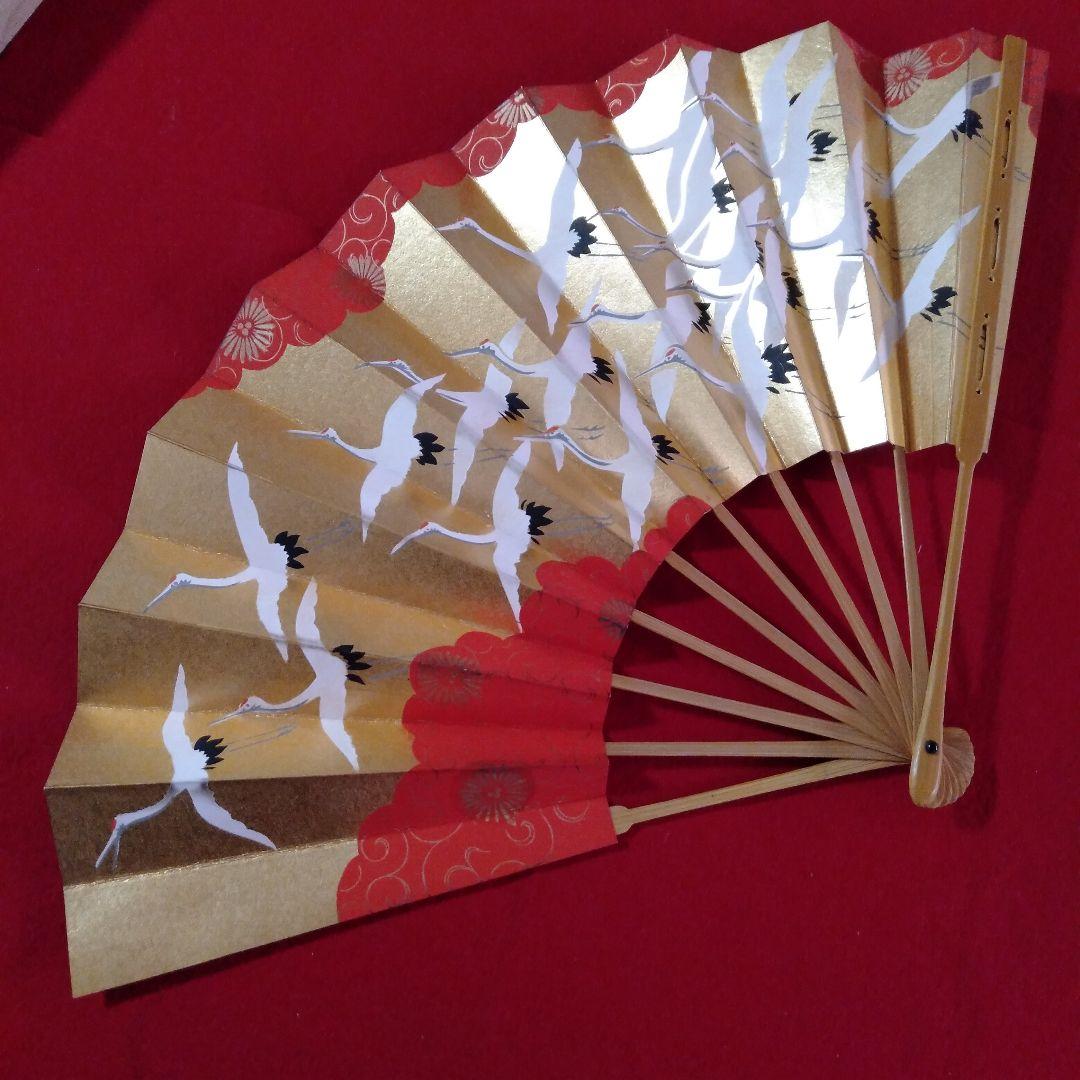 京都十松屋福井扇鋪製　鶴図柄御舞扇