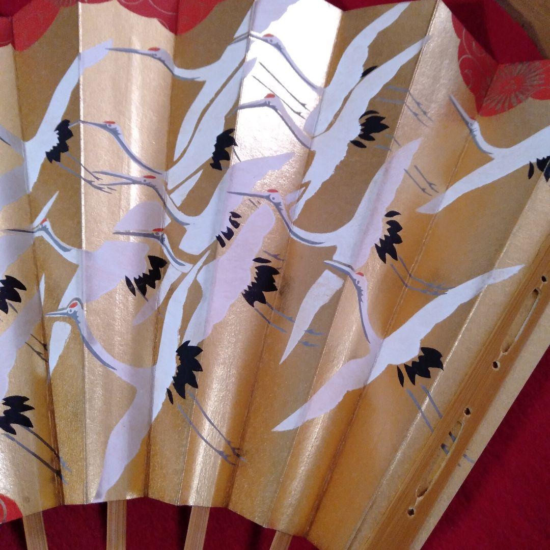 京都十松屋福井扇鋪製　鶴図柄御舞扇