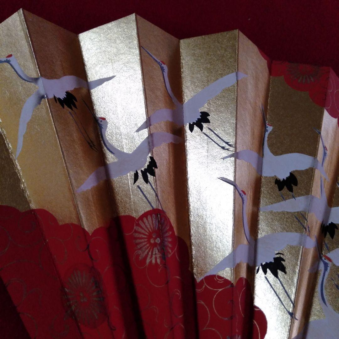 京都十松屋福井扇鋪製　鶴図柄御舞扇