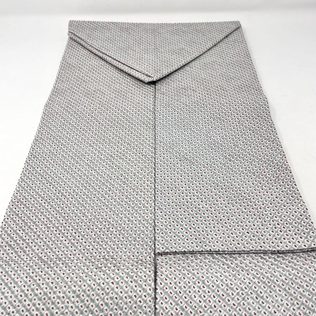 美品［ 名古屋帯 ］正絹　ブルーグレー　総絞り　鹿の子　おしゃれ着　着物