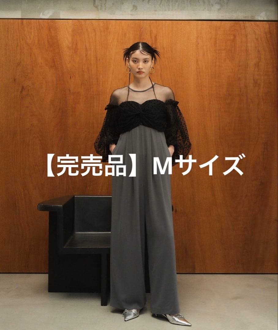 ANDRESD flocky dot pants dress グレー 結婚式