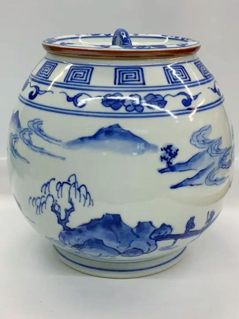 染付　山水　水指　茶道具　茶碗　抹茶碗