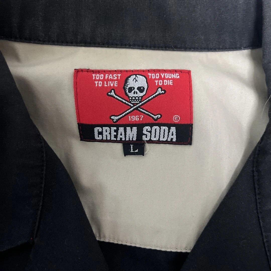 クリームソーダ ワークジャケット ボーリングシャツ L 黒ドクロボタン 35周年