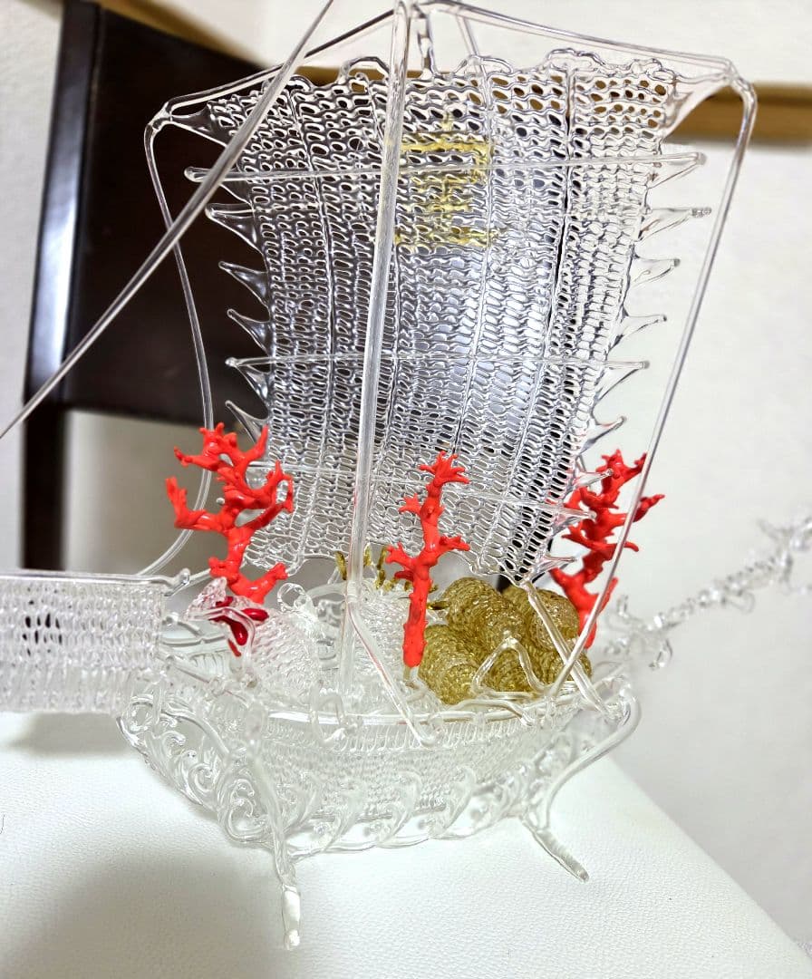 山野史郎作 網目硝子細工　 　宝船