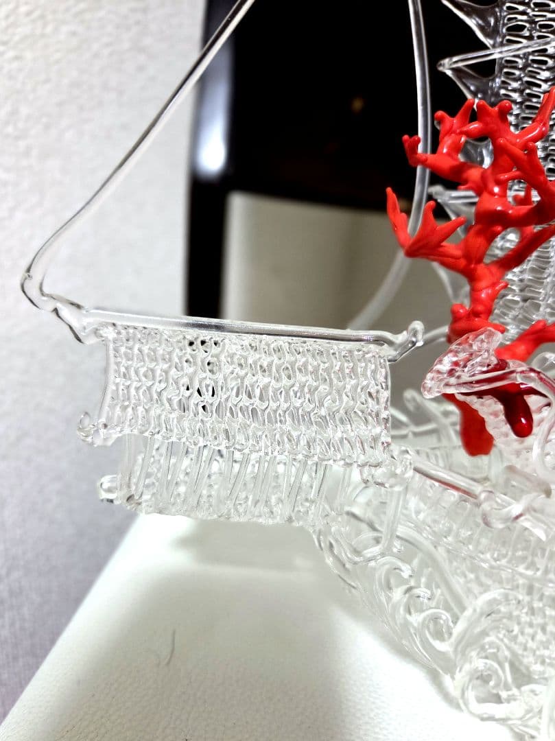 山野史郎作 網目硝子細工　 　宝船