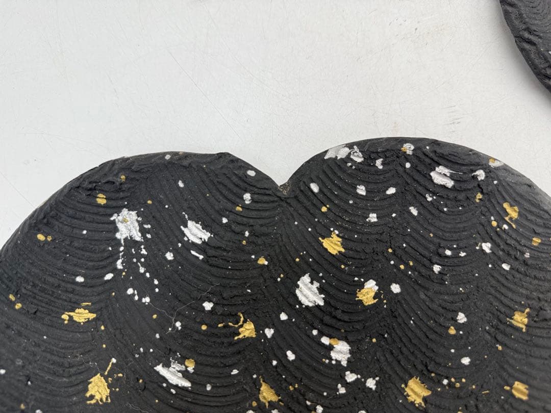 坂田甚内作　黒陶金彩　ハート型皿4点　送料込み250606