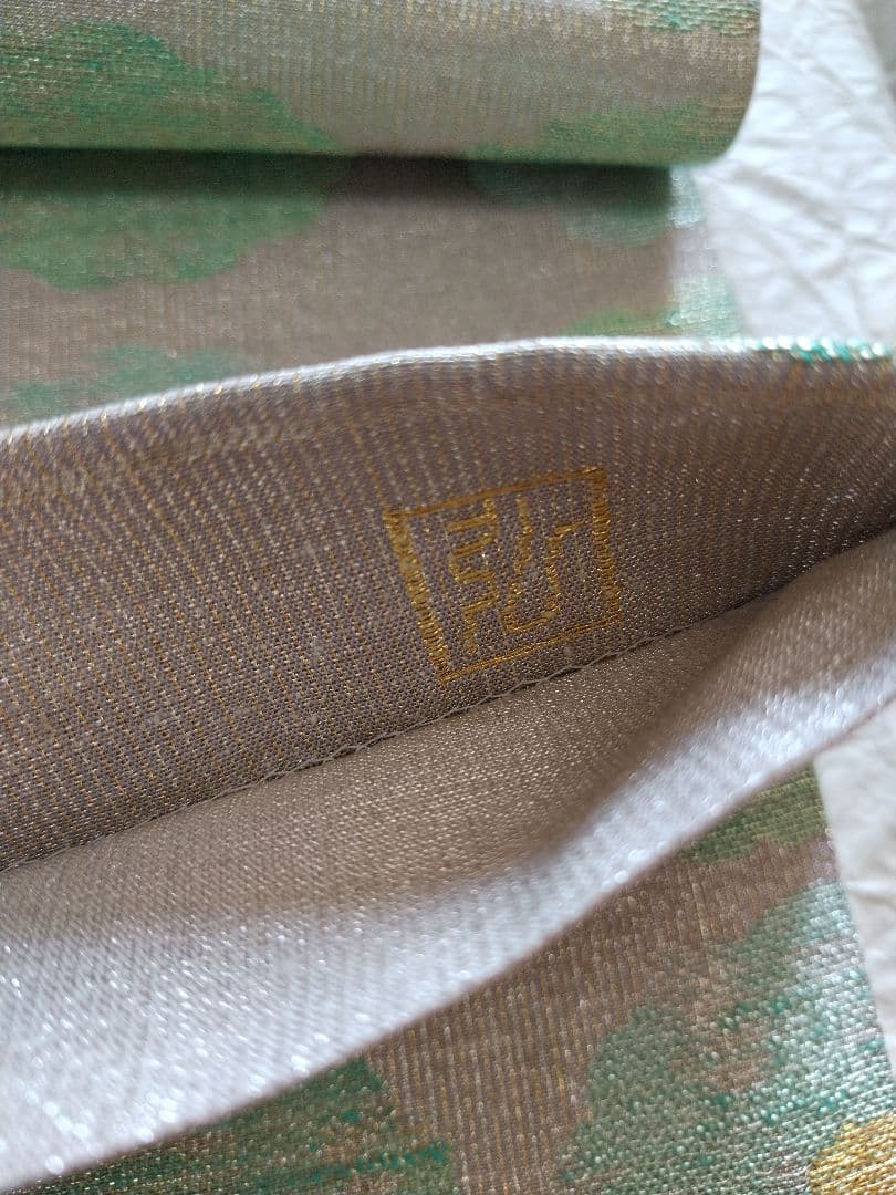 ちはやふる値下げ　桝屋高尾　ねん金綴錦　彩絵菊文　両面　袋帯