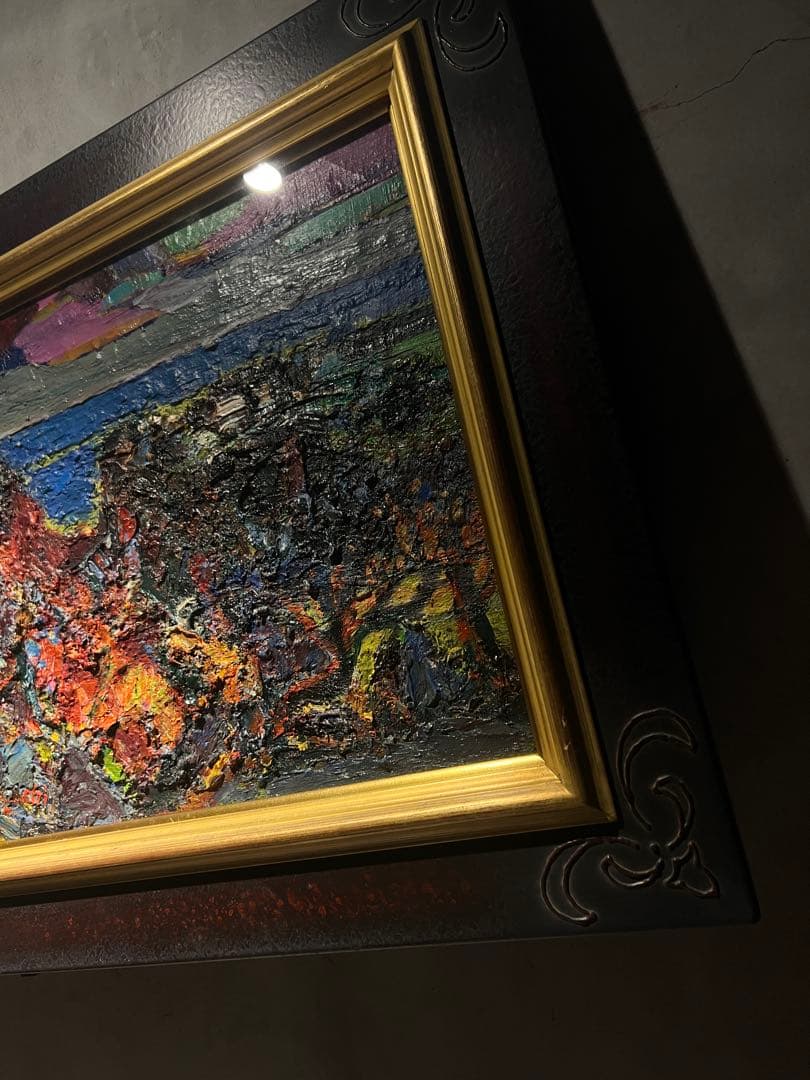 肉筆油彩画　【晩秋】印象派　風景画