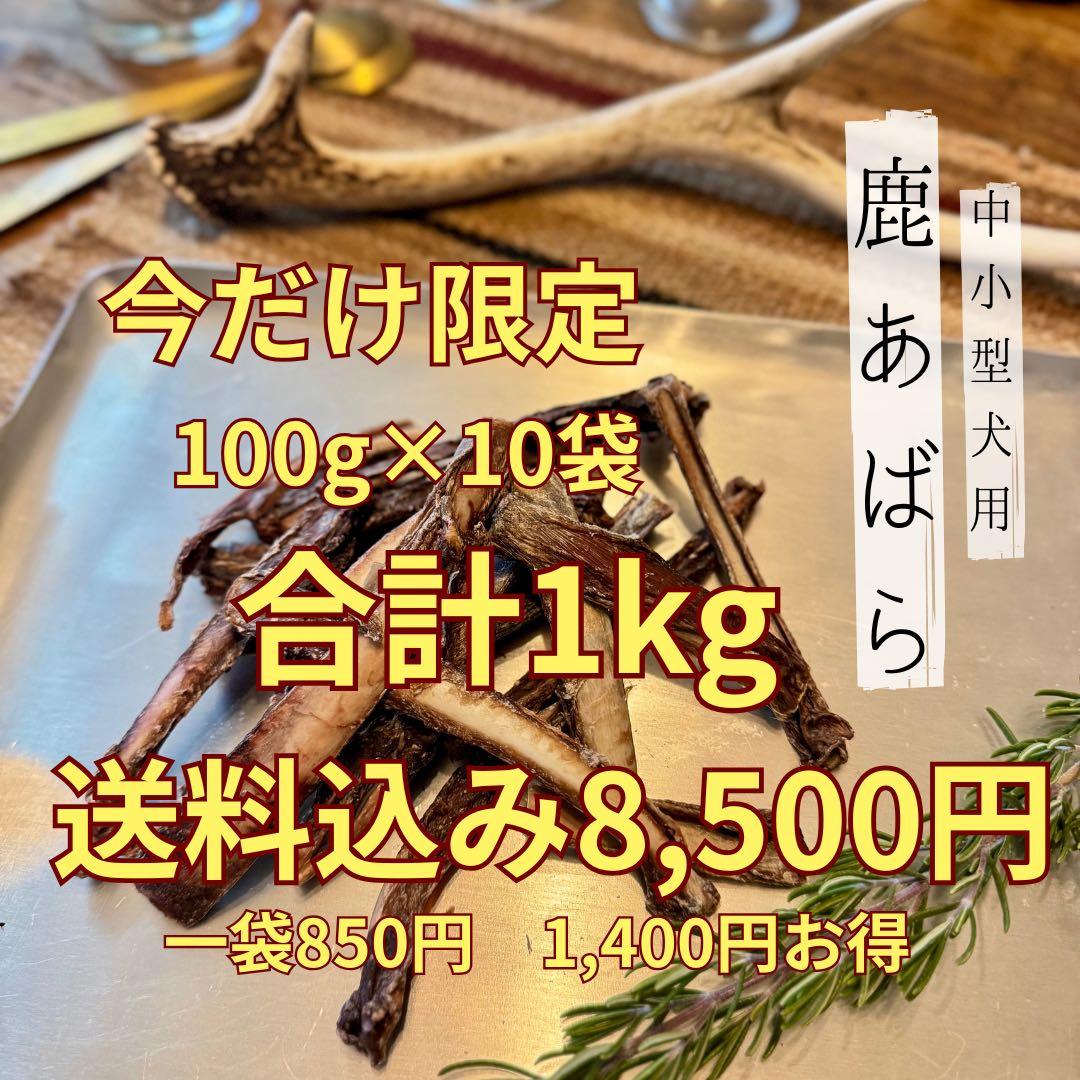 お得用‼️1000g 鹿あばらジャーキー 中小型犬向けサイズ 鹿肉ジャーキー