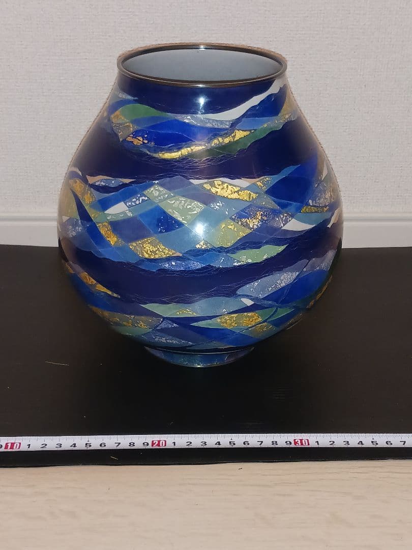 七宝焼　七宝花瓶　七宝壺　花生　蒼々の譜　女性作家作品