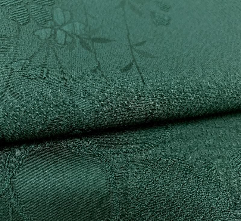 509z15.509y14.小物〇色無地 中振袖 桜 地紋 深緑 嘘つき袖付き〇