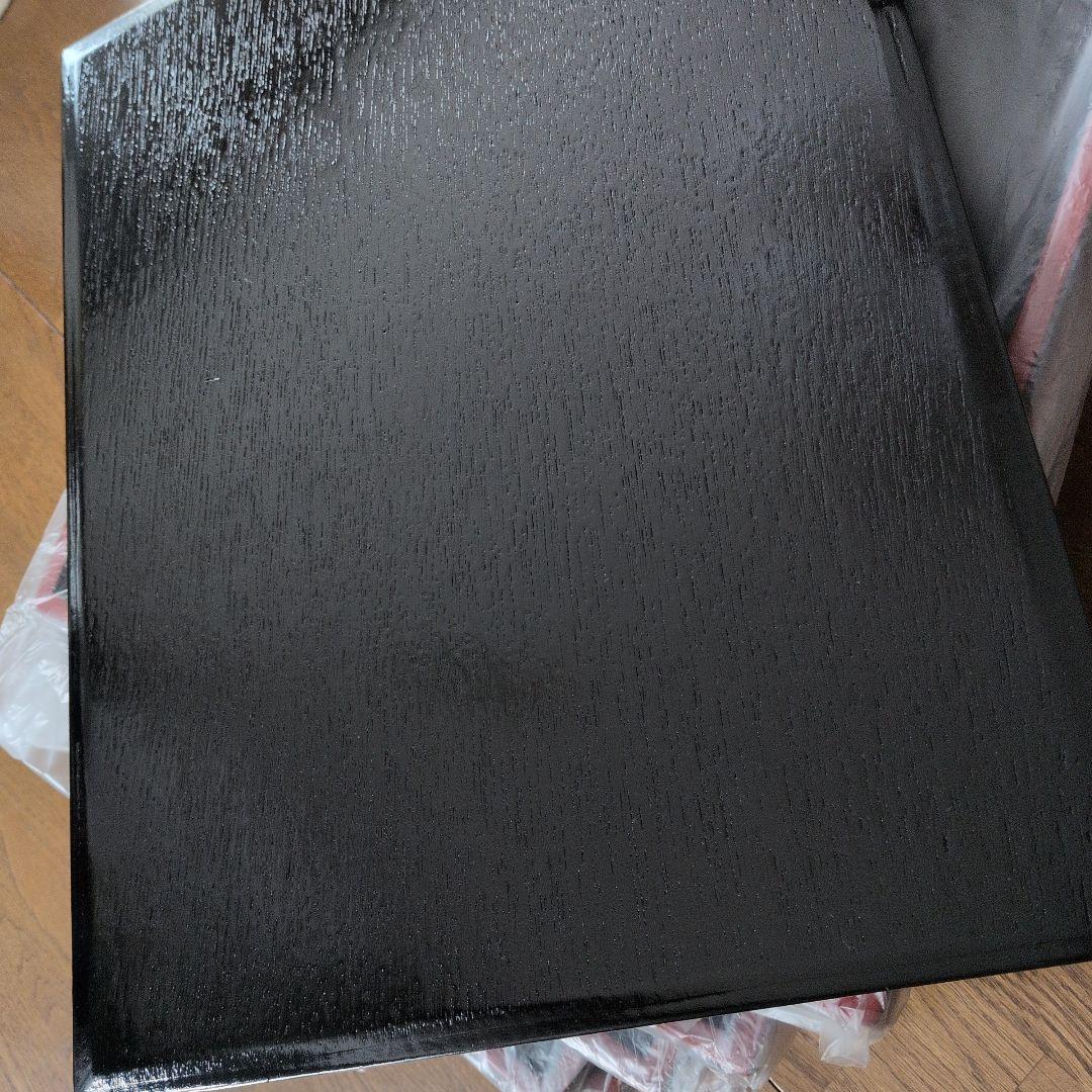 木製尺4切立長手盆　黒天朱